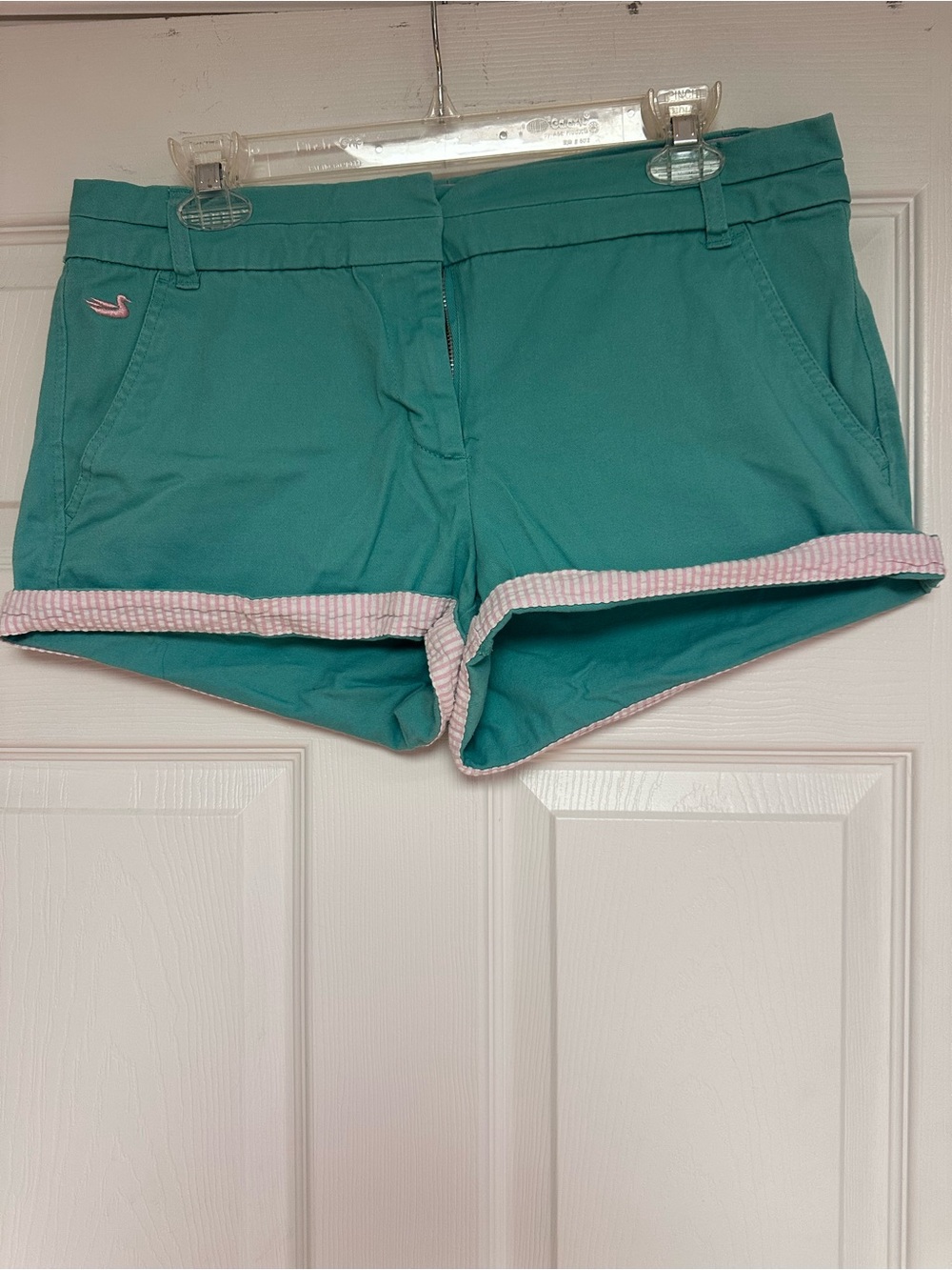 Southern Marsh Teal Shorts with Pink Trim
